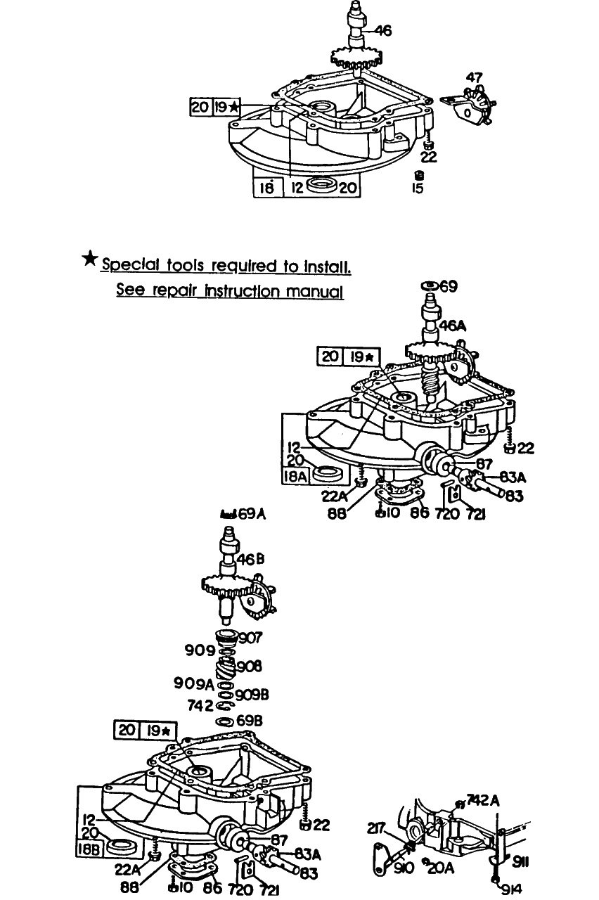 (2)sump Bases And Right Angle Dr Diagram and Parts List for 93502-5151-XX  Briggs and Stratton Engine